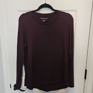 American Eagle Burgundy Long Sleeve Top